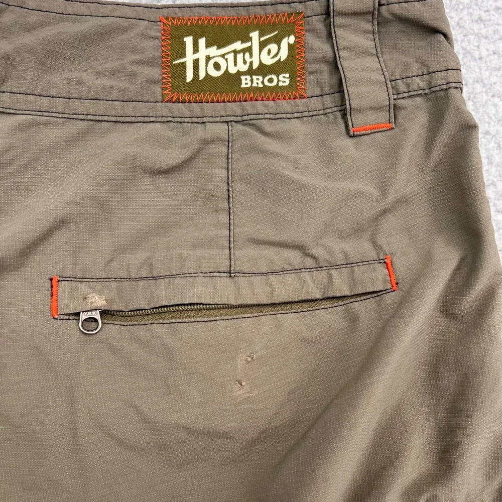 Howler Bros Mens Horizon Nylon Shorts Size 34 Olive Green Ripstop Hiking Fishing